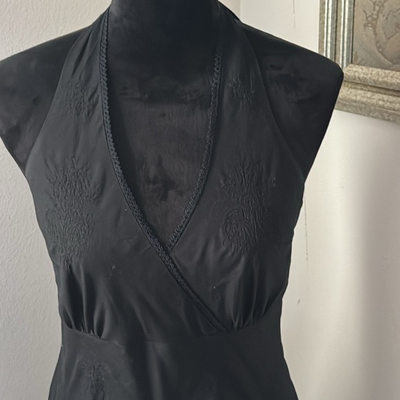 J. Crew Embroidered black 100% cotton halter midi dress Sz 6 - Picture 2 of 8